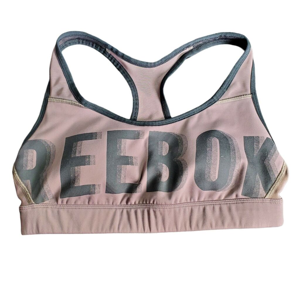 Reebok Sports Bra Large Purple Racerback Removable Pads Workout Running